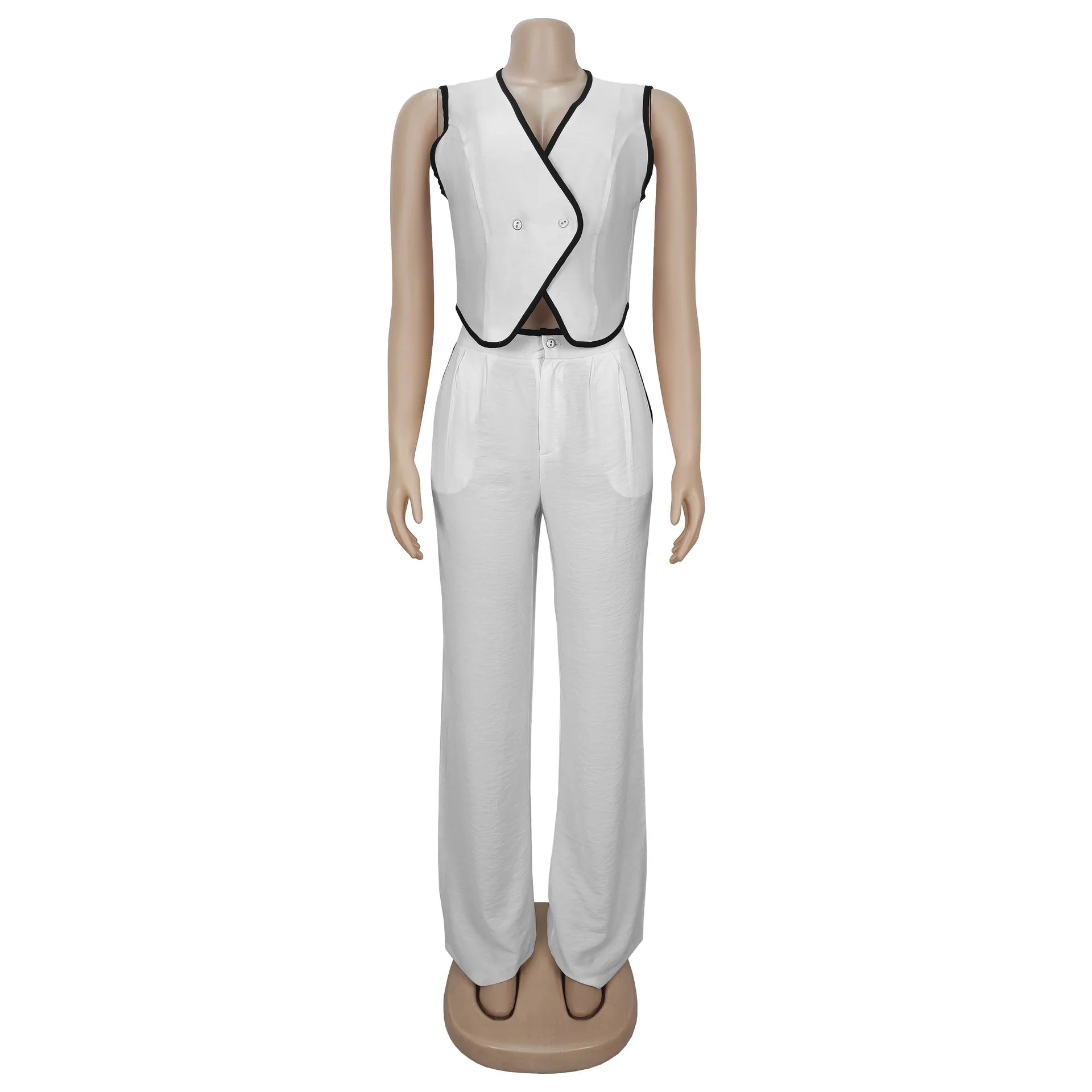 CM.YAYA Fashion Women's Set Strapless Vest Tops and Wide Leg Pants Suit 2025 Summer Street Two 2Piece Sets Outfit Tracksuit