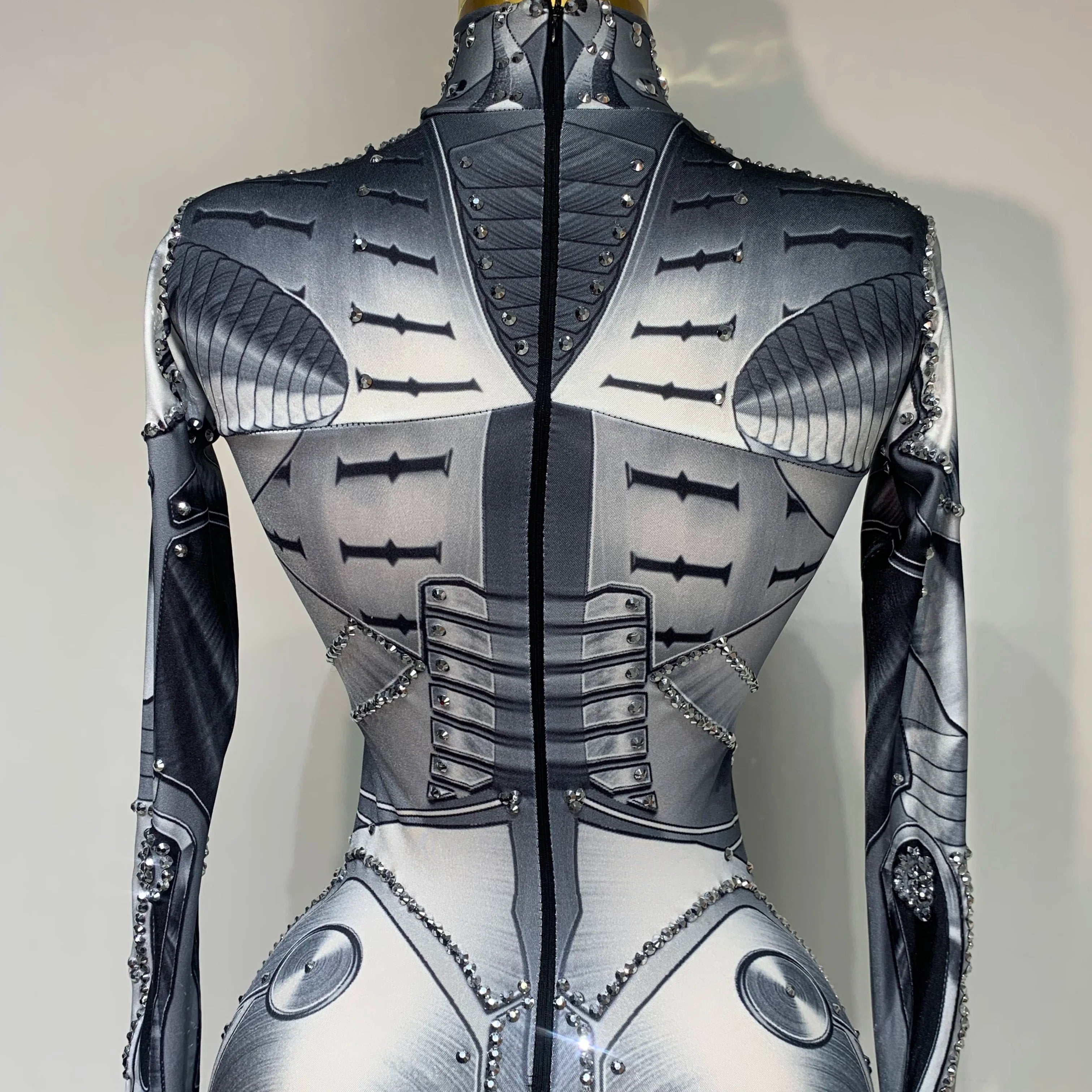 2025 Sexy Stretchy Performance Dance Nightclub Rompers Singer Stage Wear Sparkly Rhinestones Jumpsuit Gloves for Women Costume