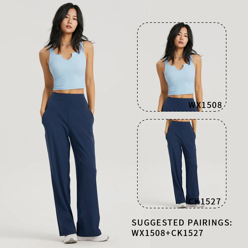 WISRUNING Wide Leg Yoga Pants Push Up Sports Tights for Women Leggings for Fitness High Waist Workout Clothes Gym Sportswear