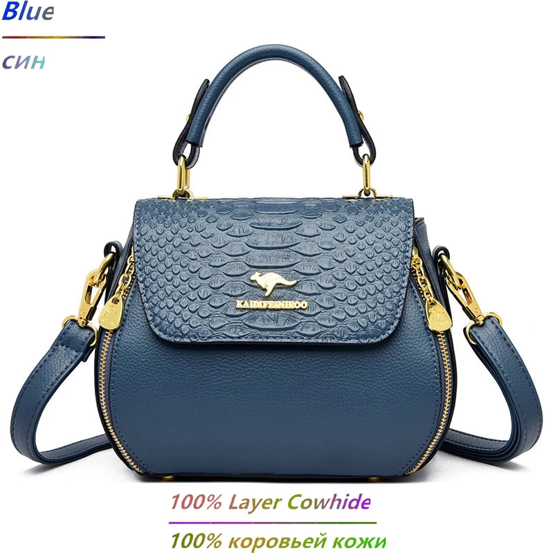 Crocodile Leather Designer Handbag for Female Casual Shoulder Crossbody Women Shopper Bag Luxury Brand Ladies Messenger Sac Blue
