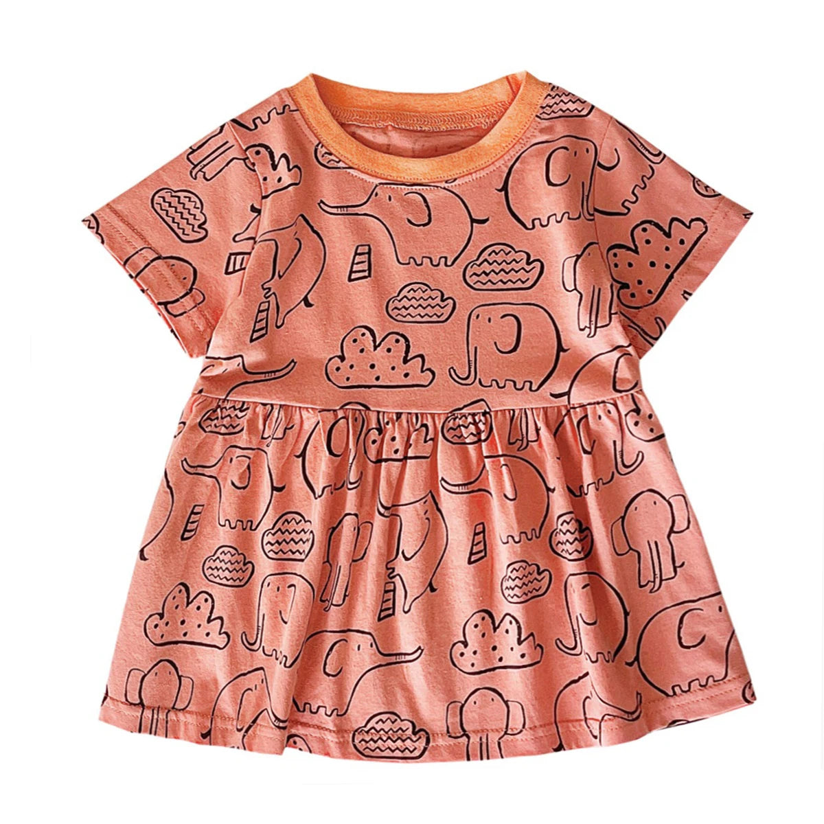 Short Sleeve Summer Baby Dress Cute Pattern Casual Kids Girls Clothing Dress Cotton BDS2239
