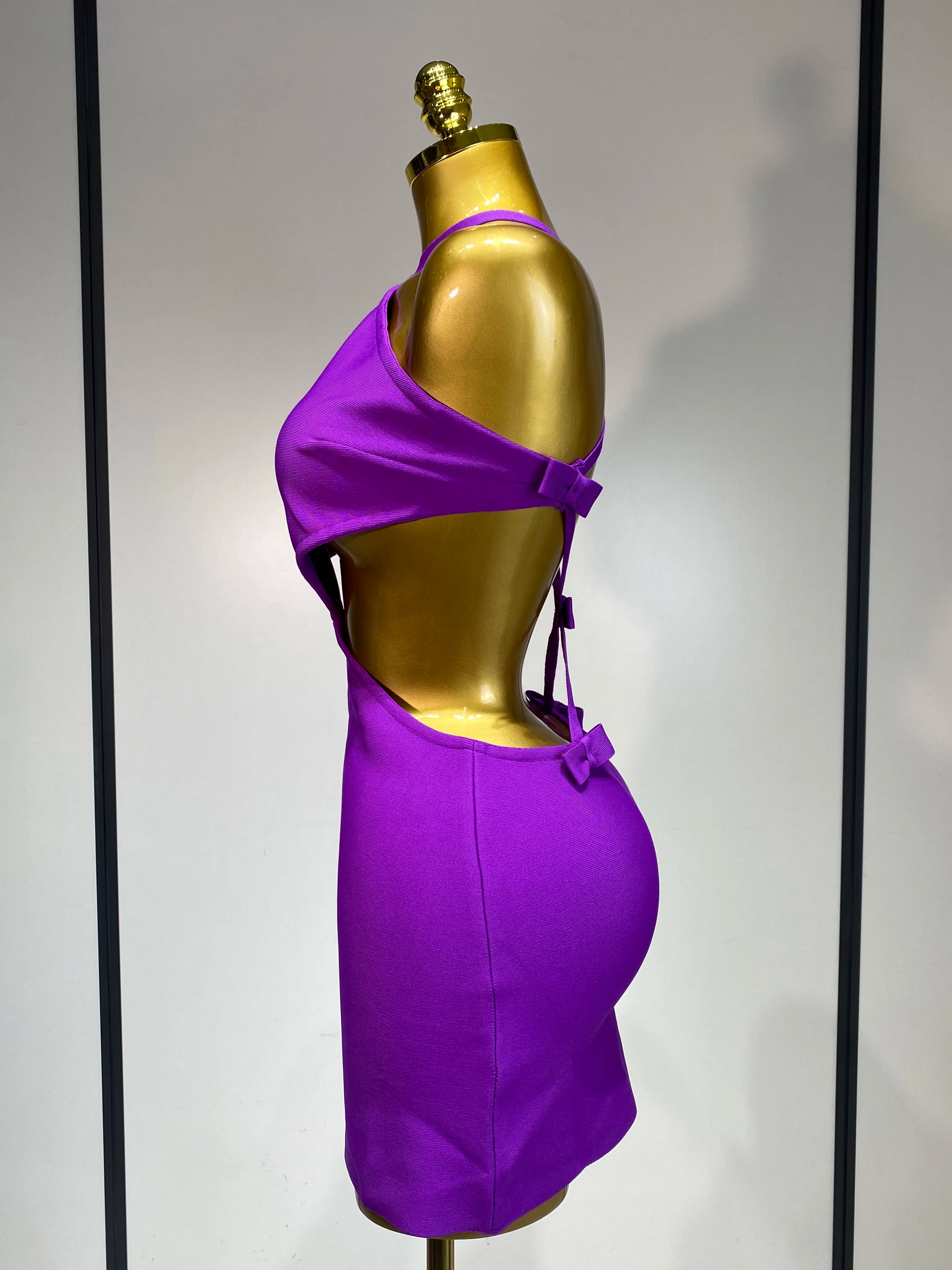 Women Sexy Backless Cut Out Bow Tie Mini Bodycon Bandage Dress 2025 Celebirty Elegant Evening Party Luxury Birthday Dresses