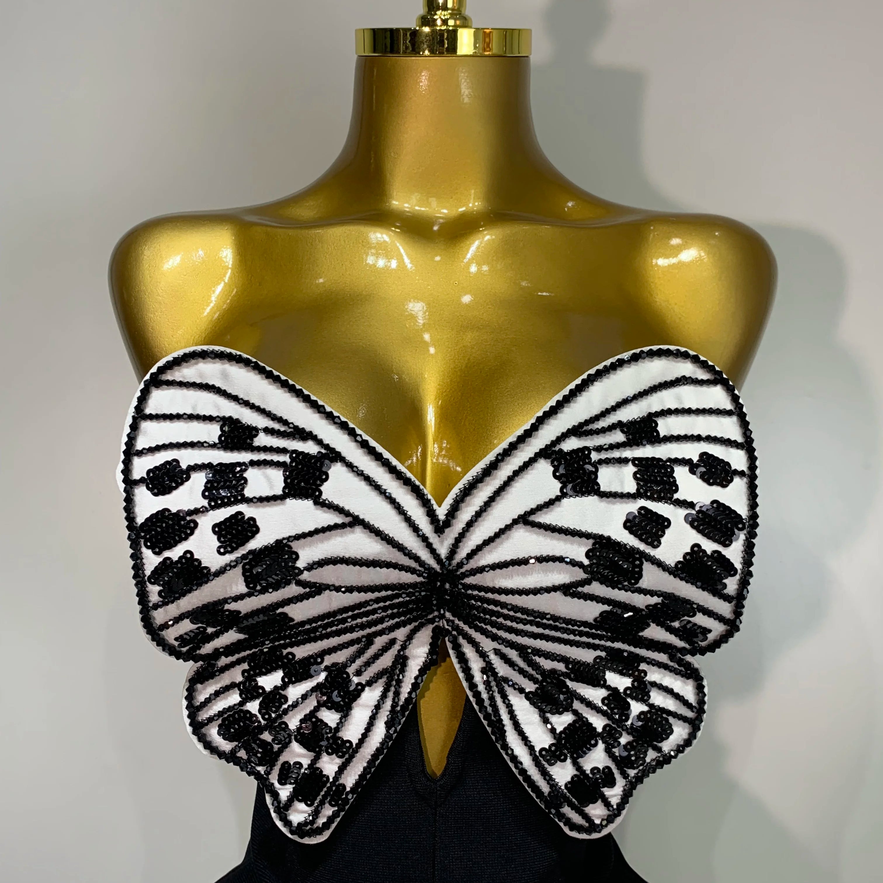 Elegant Evening Party Bandage Dress Sexy Backless Butterfly Sequin Designer Women Luxury Birthday Celebrity Fashion Show Dresses