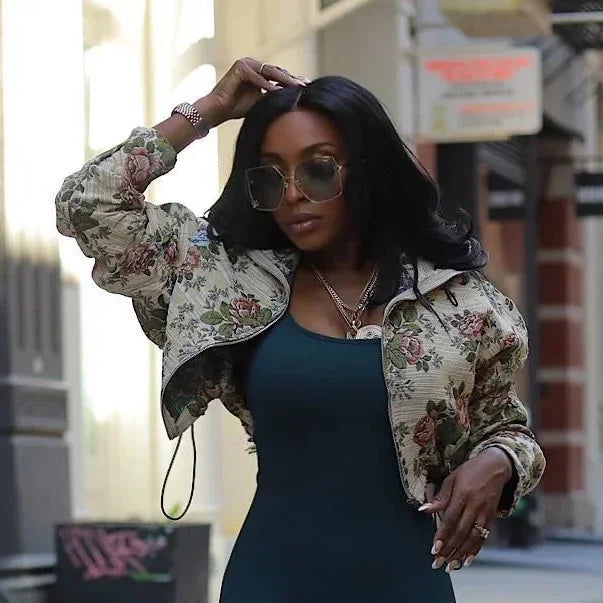 CM.YAYA Washed Denim Women's Set Full Sleeve Floral Jacket and Pockets Cargo Jeans Pants Suit 2024 Street Two 2 Piece Set Outfit Top