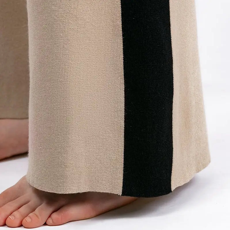 GIGOGOU CHIC Wide Leg Pants Tracksuits Autumn Winter Knit Pullover Sweaters Sets 2 Pieces Sets Full Length Trousers Suits Cloth