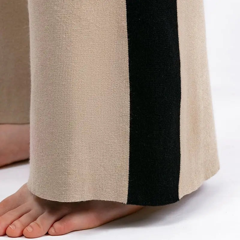 GIGOGOU CHIC Wide Leg Pants Tracksuits Autumn Winter Knit Pullover Sweaters Sets 2 Pieces Sets Full Length Trousers Suits Cloth