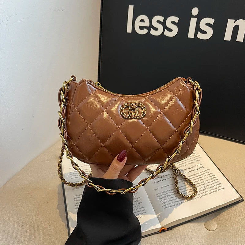 Vintage Designer Women Shoulder Bag Luxury Leather Crossbody Tote High End Handbag Classic Elegant Style