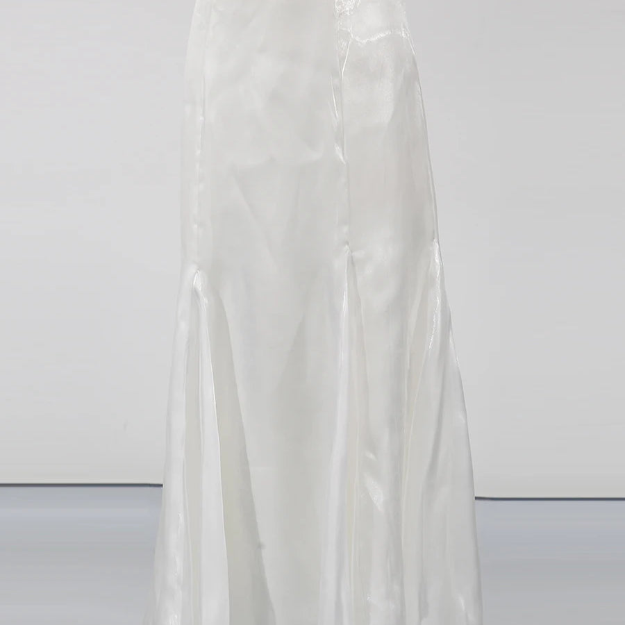 TWOTWINSTYLE Spliced Petal Two Piece Sets for Women V Neck Long Sleeve Patchwork Lace Up Top High Wasit Skirt Elegant Set Female