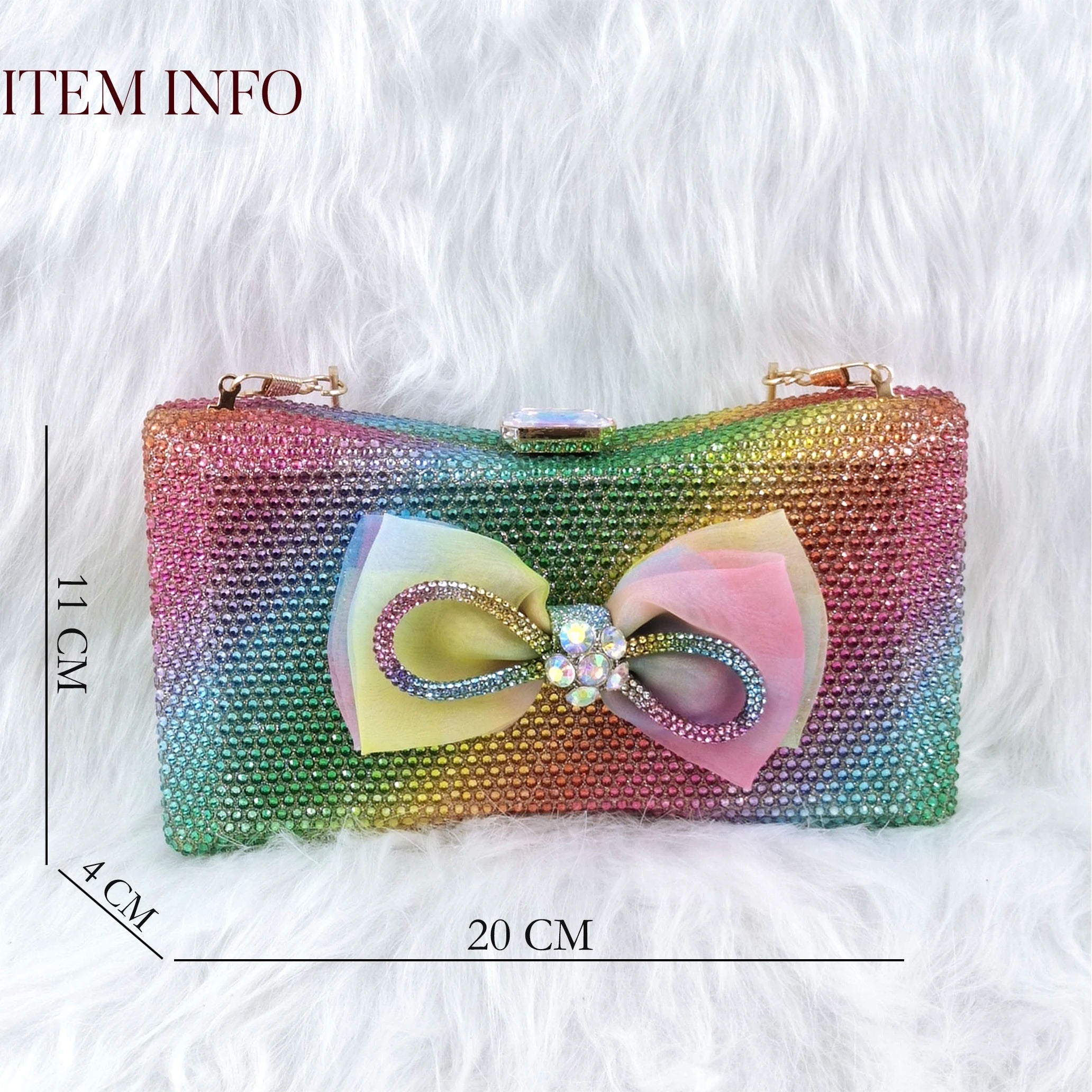 Pointed Rhinestone Shallow Mouth Temperament High Heels Rainbow Color Women's Shoes And Bags