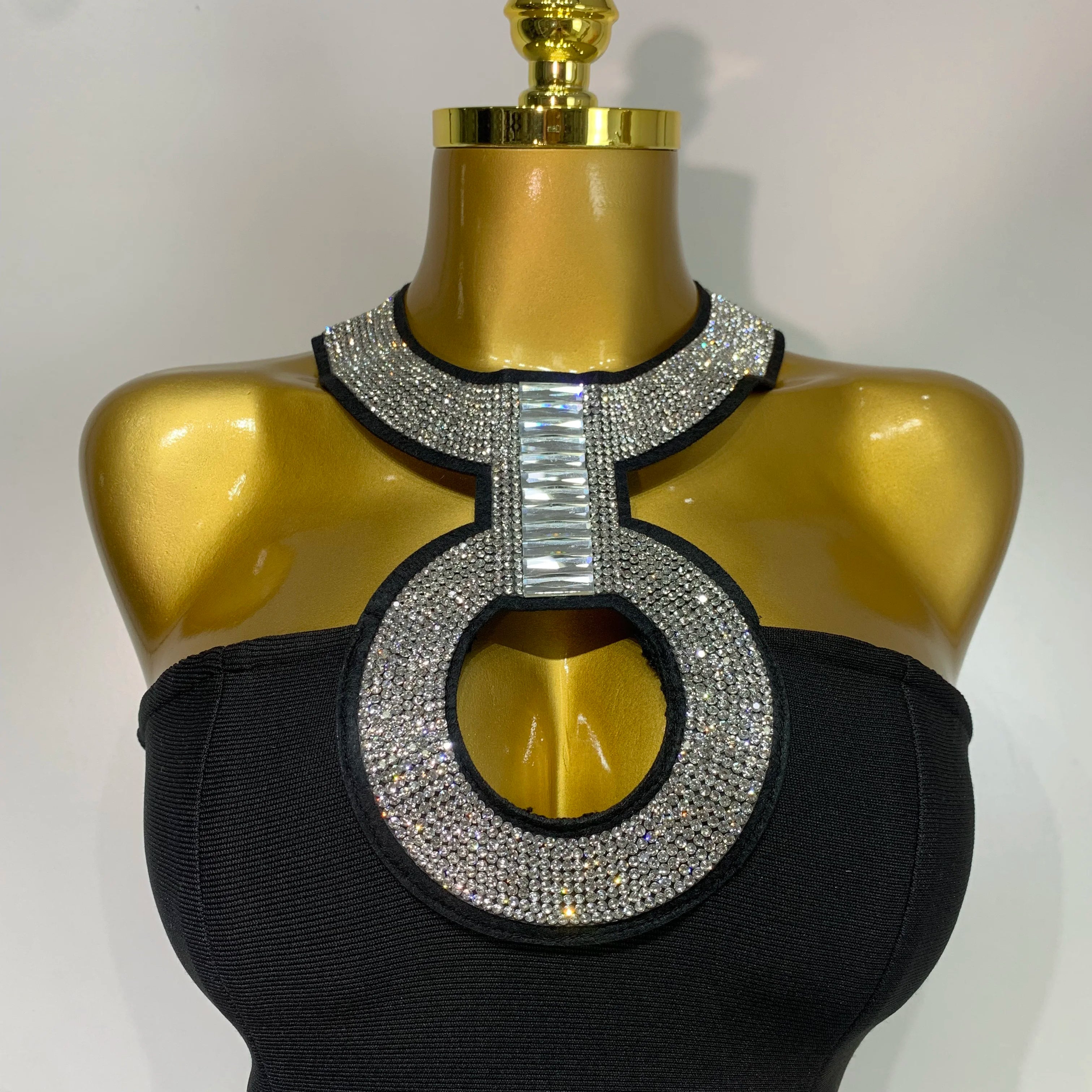 Women Sexy Backless Diamonds Sparkly Black Bodycon Bandage Dress 2025 Elegant Evening Club Luxury Birthday Party Dresses