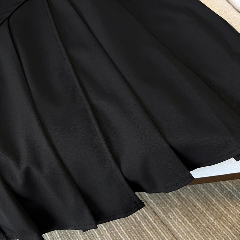 Plus-size women's Summer Fashion Polyester suit Dress Black commuter professional dress Mature dry party dress