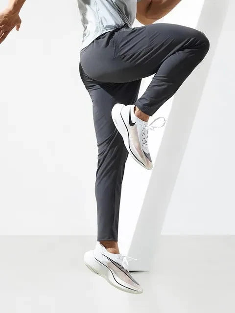 Running Pants Men Sportswear Elastic Jogging Sweatpants Gym Fitness Tight Trousers Quick Dry Thin Tracksuit Training Sport Pants Dark Gray