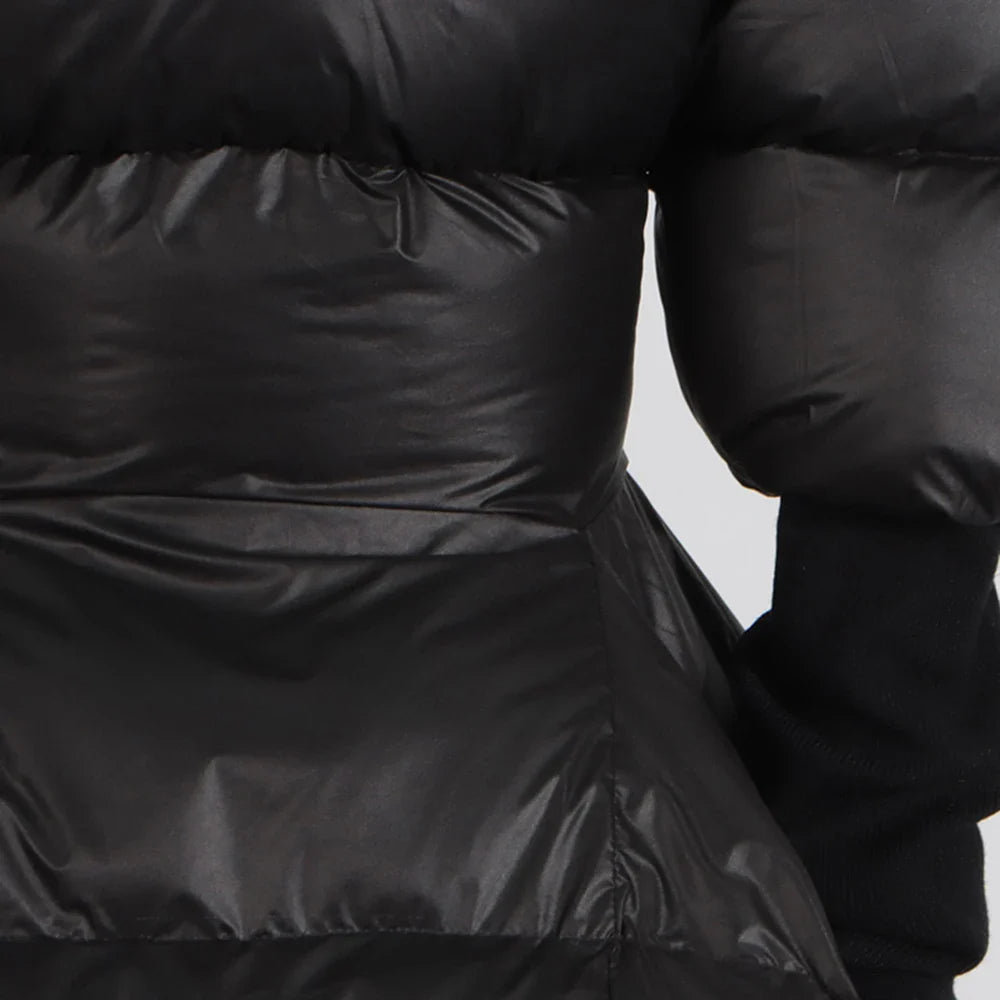 Solid Temperament Spliced Lace Up Coat for Women V Neck Long Sleeves Tunic Warm Cotton Coats Female Clothing New