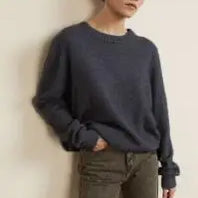 Winter Warm Thick Knit Sweaters Solid Black Sweater Soft Pullover Loose Pullovers Korean Autumn Women Coat O Neck Sweater Jumper GRAY One Size