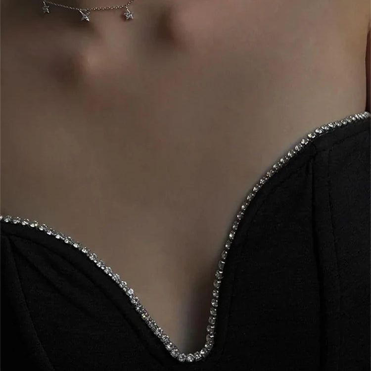 CHRONSTYLE Diamonds Patchwork Women Tube Crop Top Corsets Tank Sexy Streetwear Party Strapless Off Shoulder Vest 2022 Summer Y2K