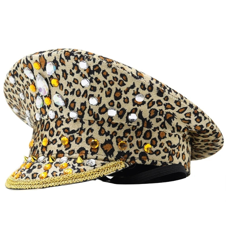 Rhinestones Bridal Hat for Wedding Glittering Fedora Sequin Hat Novelty-Party Hat Holiday Captain Hat for Bridal Shower 56 58cm