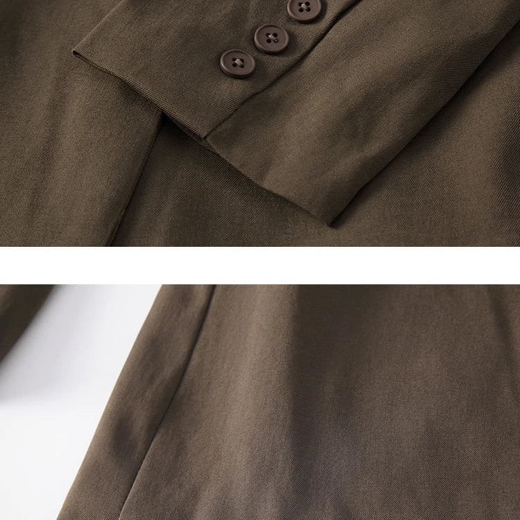 LANMREM Belt Spliced Design Blazer Women Vintage Notched Collar Single Button Coat Fashion Spring New Clothing 2AA4613