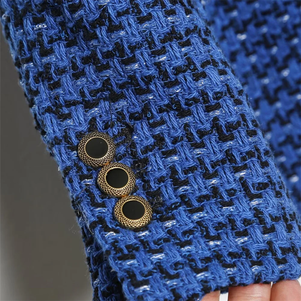 Winter Women's Fashion Loose Texture Double breasted Casual Flip Collar Suit Top Coat