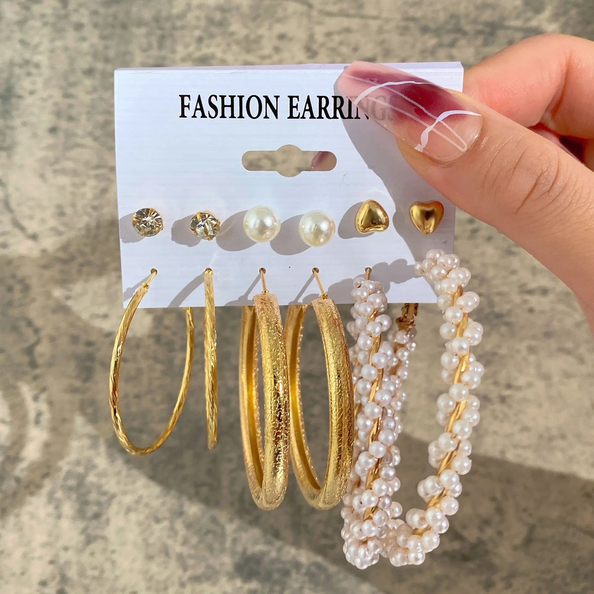 Gold Color Vintage Hoop Earrings Set for Women Boho Metal Circle Geometric Twist Pearl Dangle Earrings Trendy Jewelry Gifts AY 54291