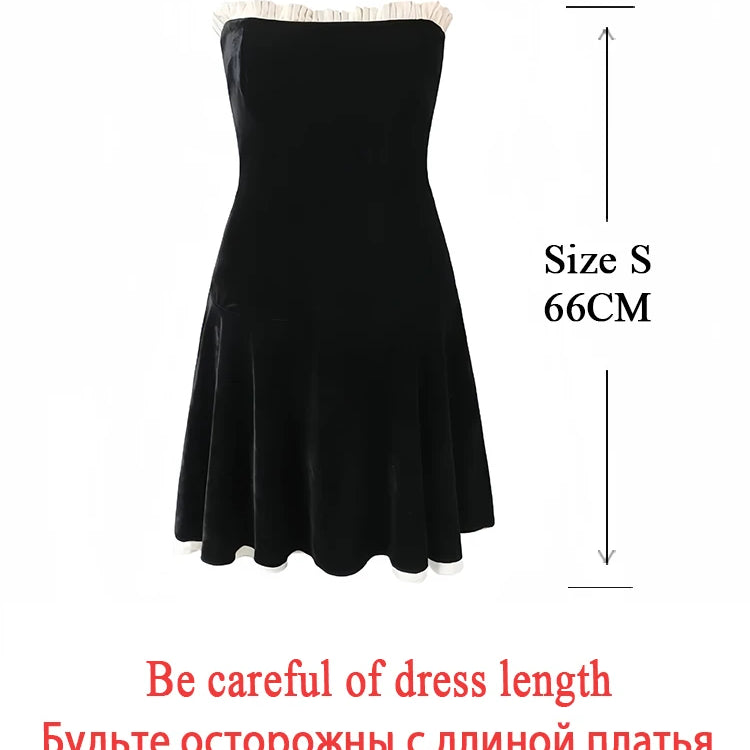 Black Strapless Christmas Dress Sexy A Line Vintage Velvet Party Dresses Mini Elegant and Beautiful Womens Dresses