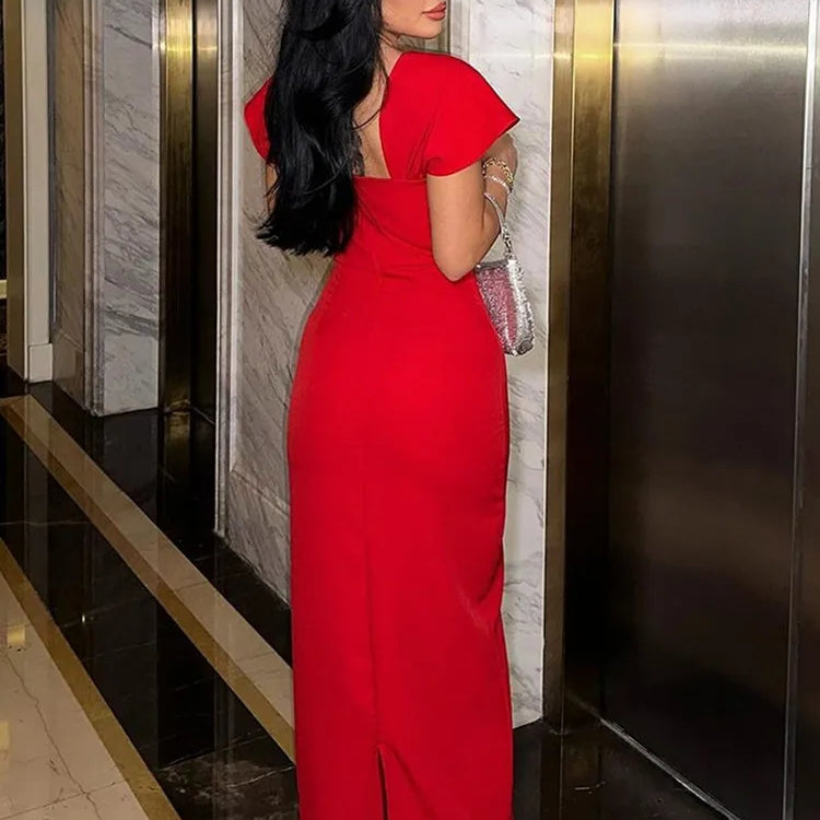 Women Celebrity Sexy Beading Diamonds Blue Red Black Maxi Long Bodycon Bandage Dress 2025 Elegant Evening Club Party Dress