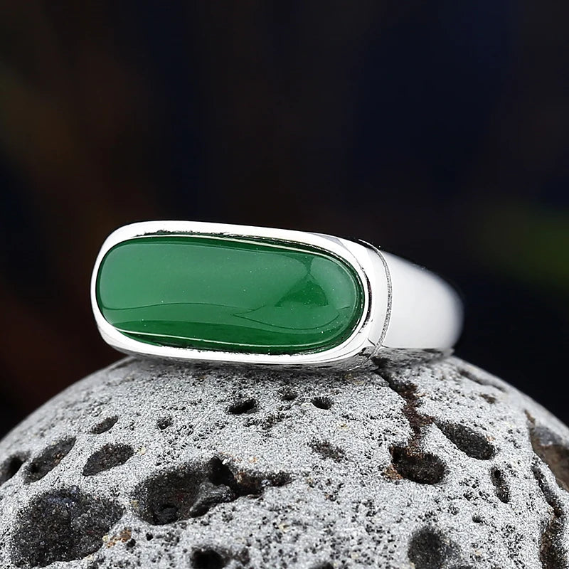 Stainless Steel Jewelry Ring Men Black Stone Rings Trend Charm Fashion Male Women Finger Band Engagement Wedding Gift OSR777 Us Size