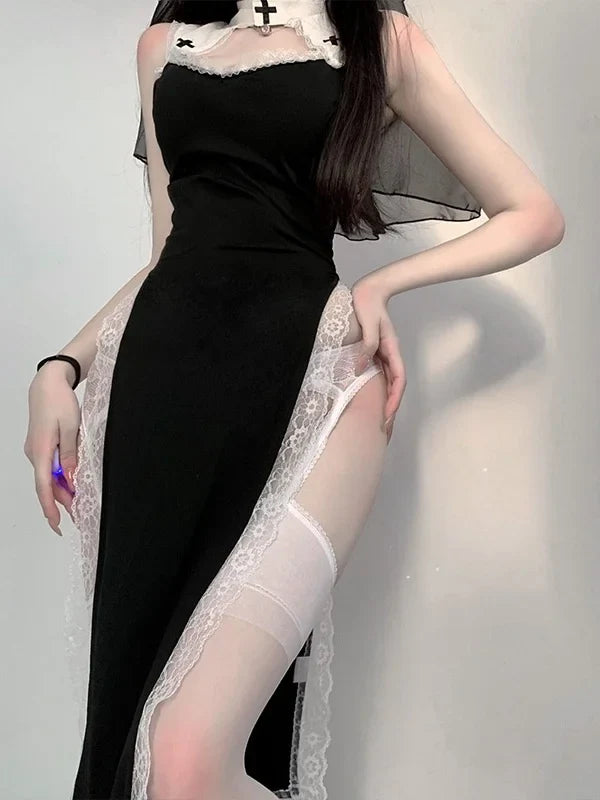 Dark Witch Hollow Sleeveless Christmas Costumes Demon Game Dress Bandage Sexy Lingerie Uniform Halloween Costumes For Women 1370 Castlevania