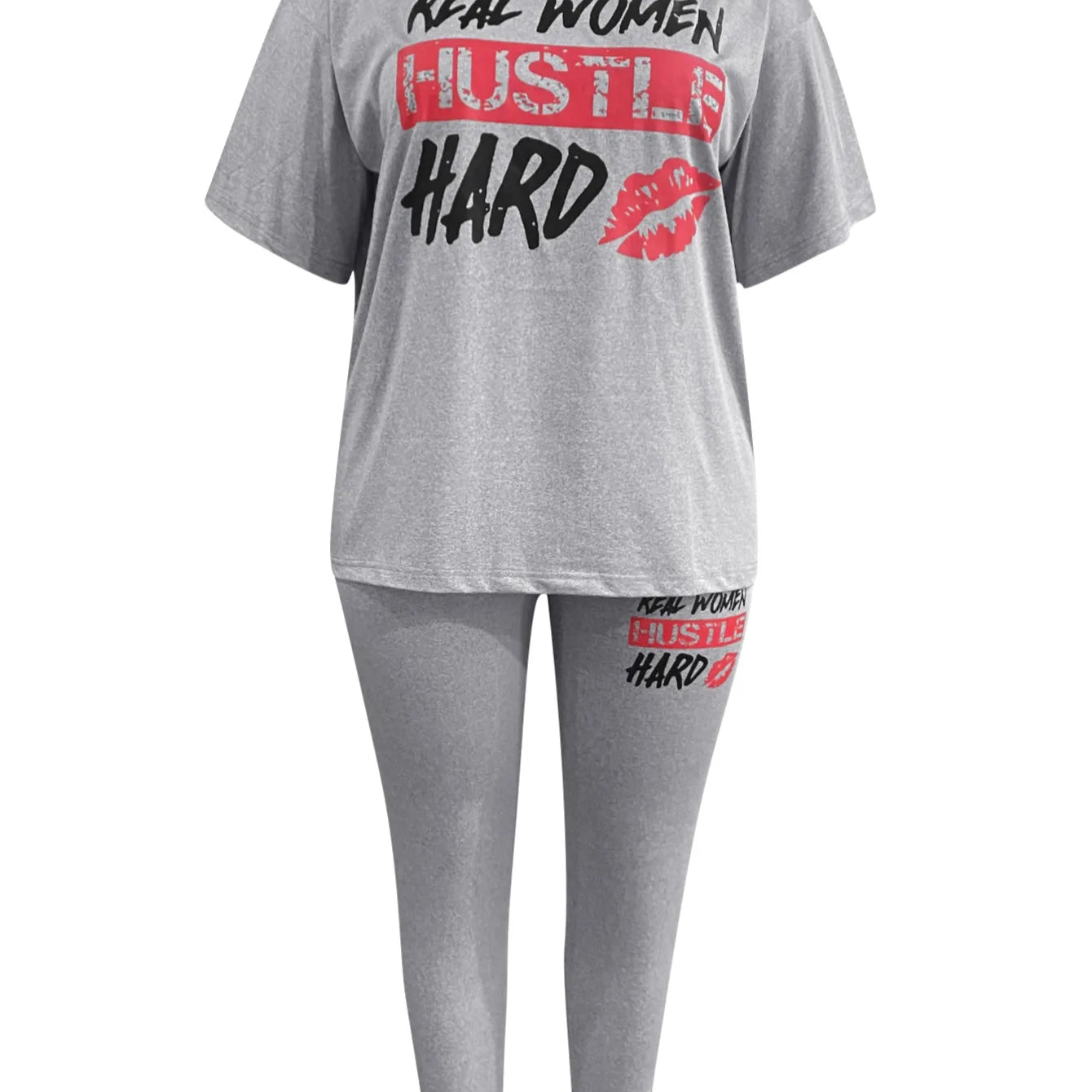 LW Plus Size Two pieces sets Print Pants Set Spring summer casual short sleeve T-shirt + trousers women matching tracksuit set