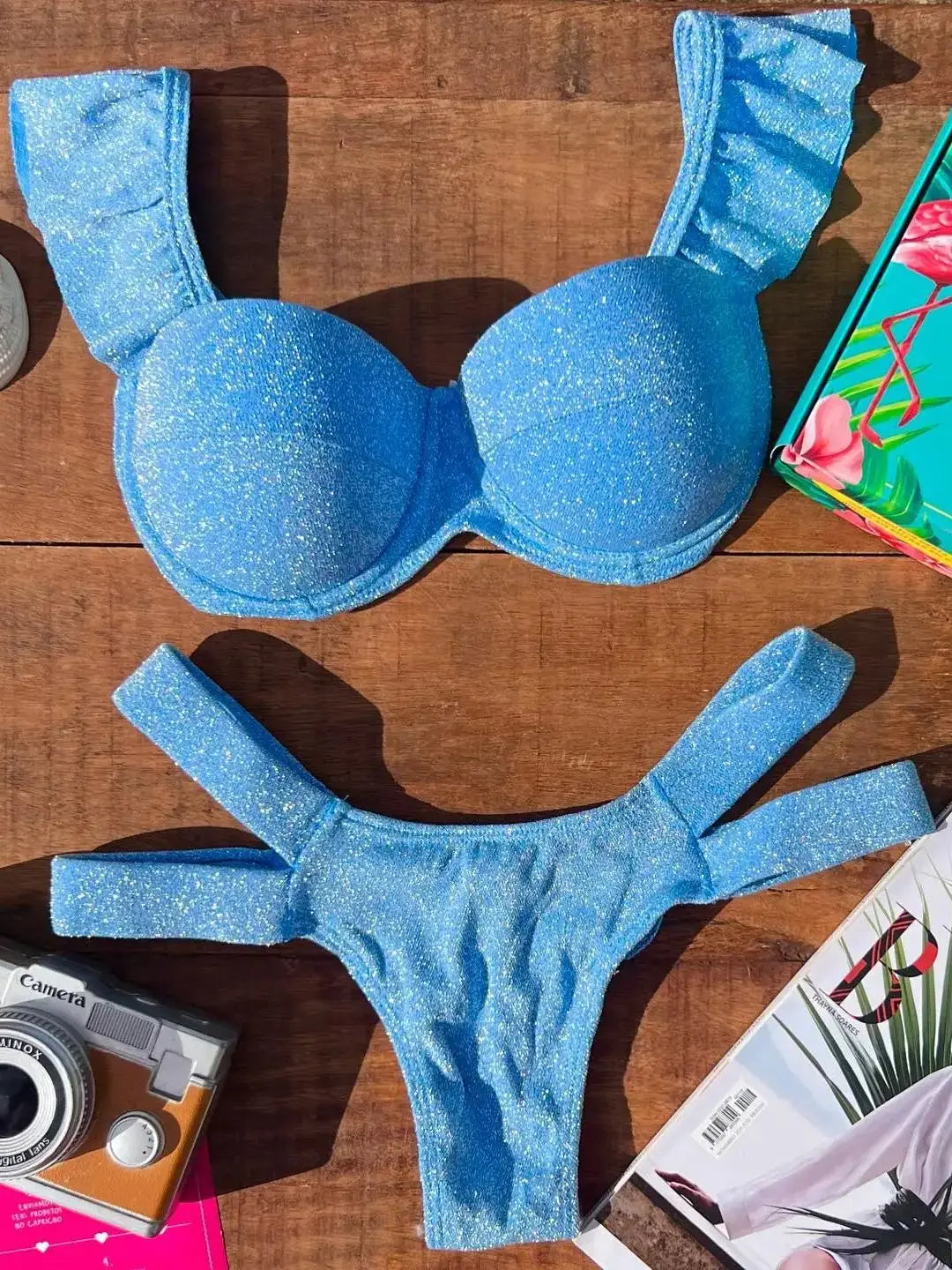 Summer Push Up Bikini Sets Solid Women's Swimsuit Vintage Print Swimwear Vacation Bathing Suit Sexy Summer Outfits Beachwear