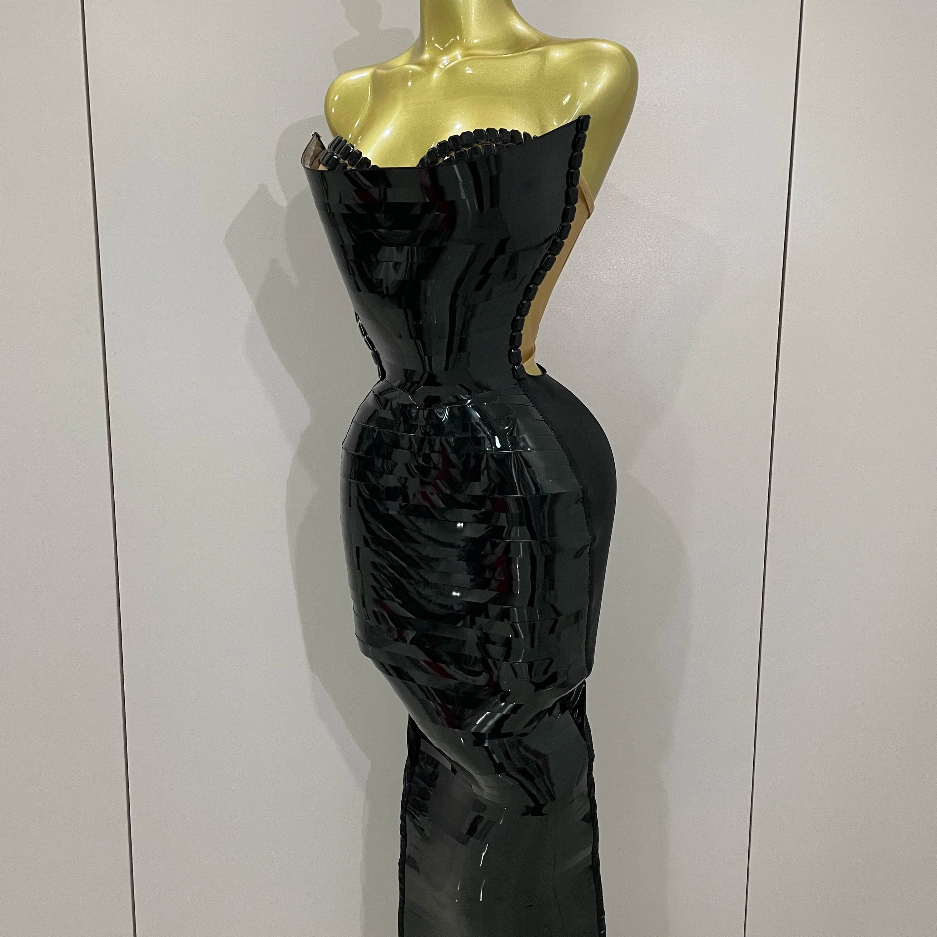 High Quality Black Shiny Sequin Sexy Chest Wrapped Dress 2025 New  Women Fashion Eveing Celebrate Birthday Party Stage Costume