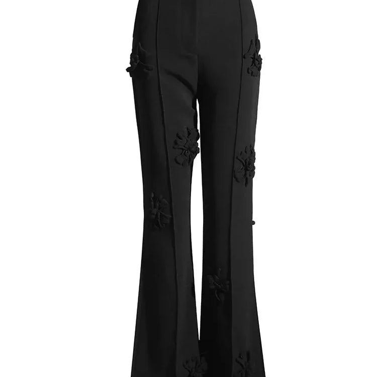 TWOTWINSTYLE Solid Patchwork Appliques Two Piece Sets For Women Lapel Long Sleeve Coat High Waist Pant Chic Set Female Clothing