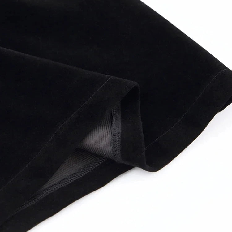 Women's Velvet Square Neck Pretty Dress Mini Wrap Hip Bubble Sleeve Short Skirt Zipper Decoration Long Sleeve Party Dress