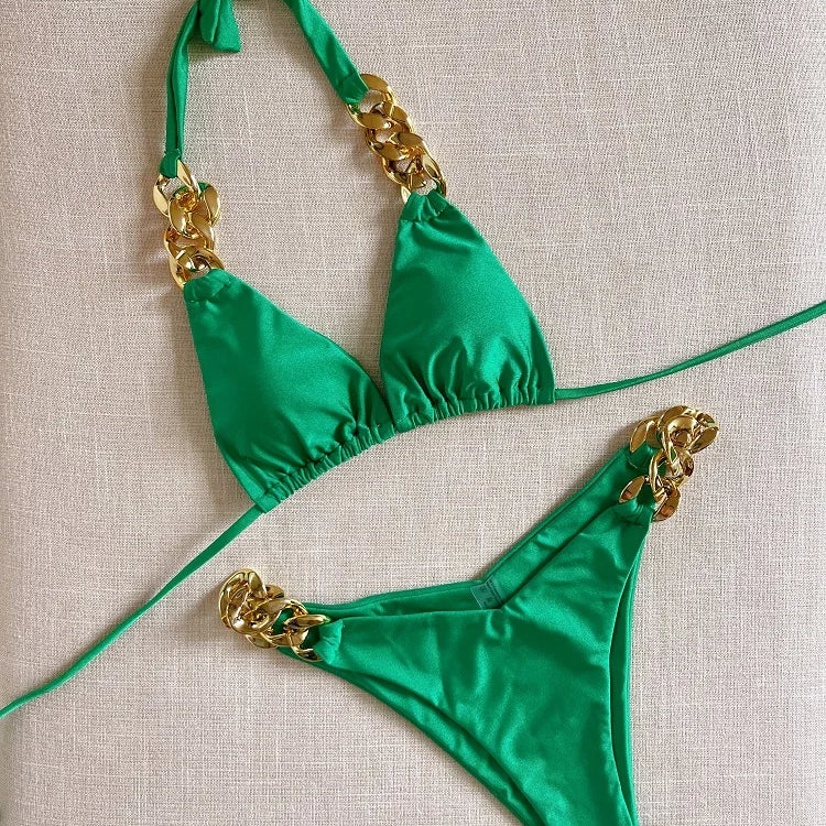 RUOTONGSEPT New Sexy Bikini 2023 Triangle Bathing Suit for Women Brazilian Bikini Set 2-piece Halter Swimwear Push Up Swimsuit F03