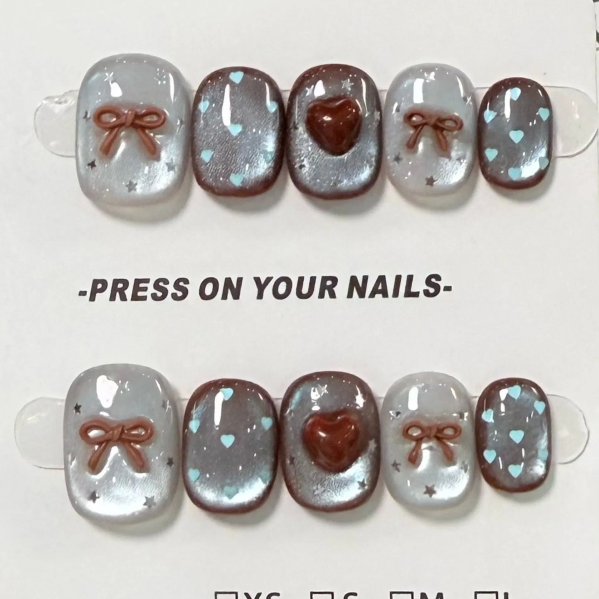 10pcs Pink French Handmade Nails Sets Press on Glitter Cat's Eye Short Square Round Fake Nails Tips Detachable Simple False Nail