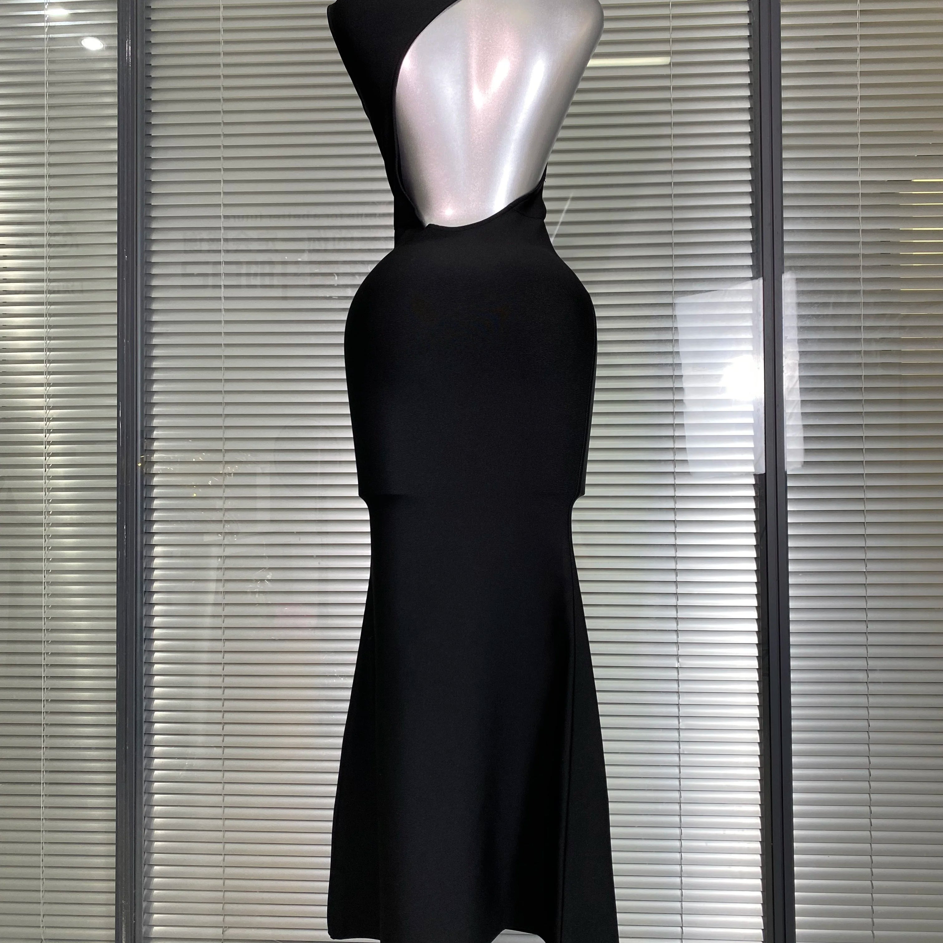Vestido New INS Sexy Women Black Backless Bandage Dress Celebrity Knitted Bodycon Party Maxi Dress