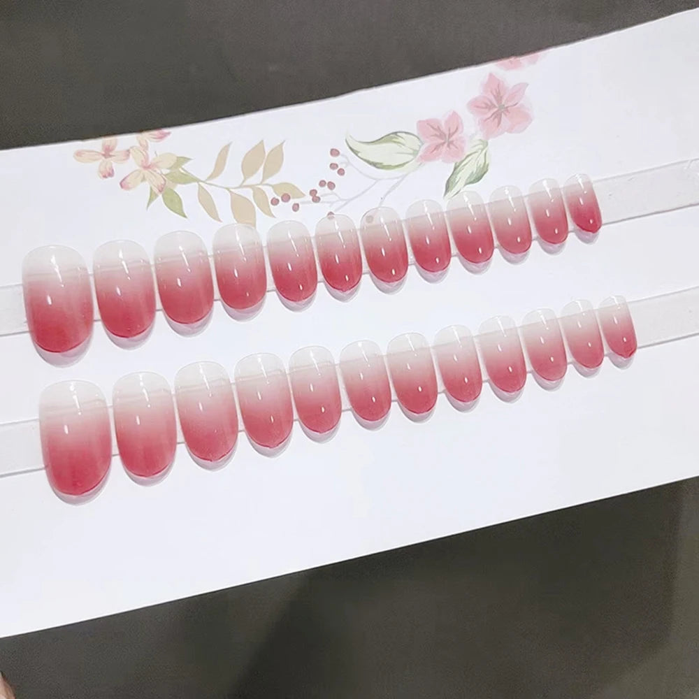 24Pcs Blush Pink Fake Nails Short Ballet Press On Nails Women Girls Charm Manicure Full Cover Stick-on False Nails Patches