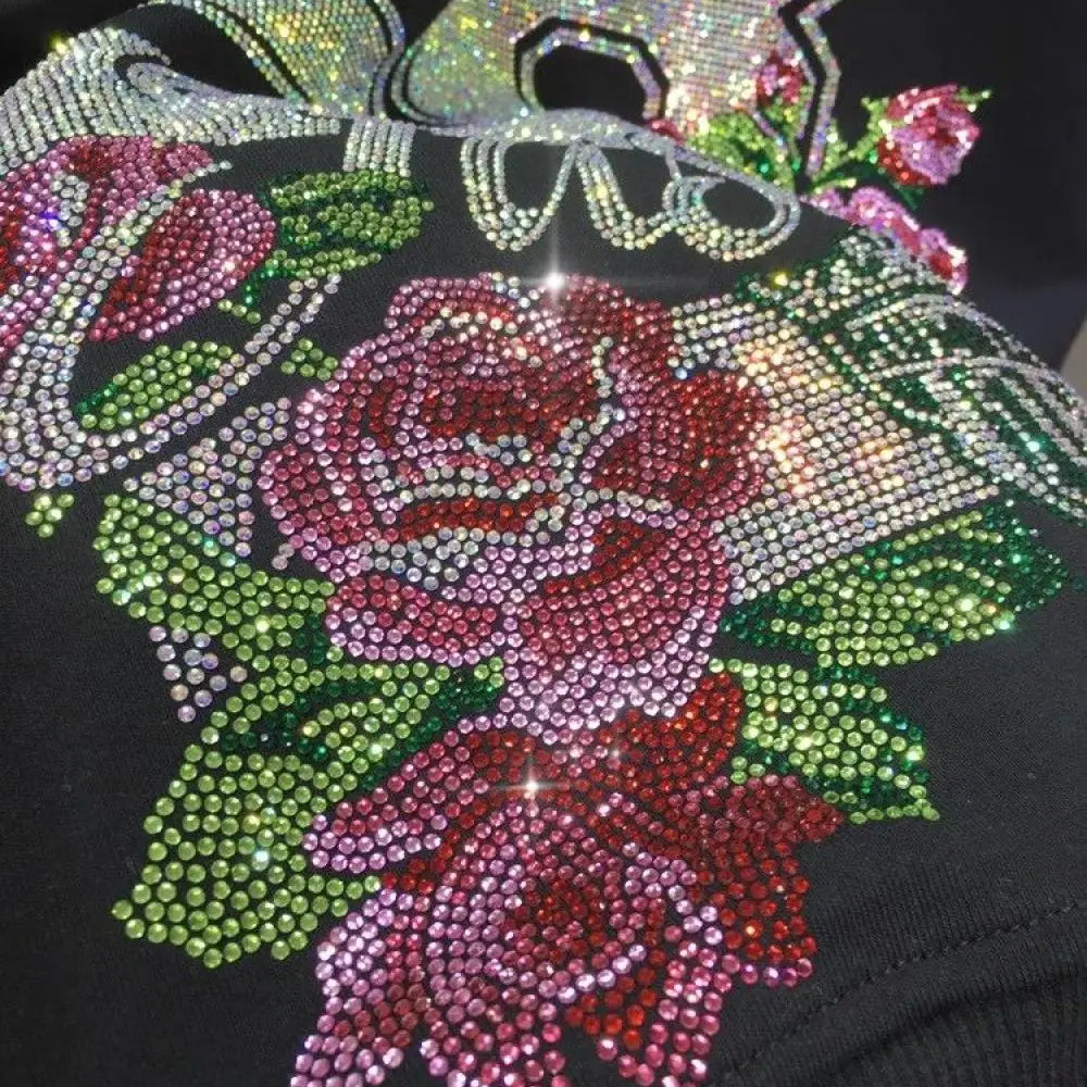 L-4XL 150kg Luxury Diamond Stamping Women's Plus Size Sweatshirts Aesthetics Art Female Pullovers Vintage Winter Lady Sweatshirt