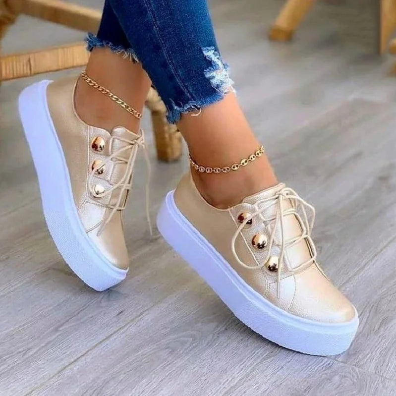 Women Casual Shoes White Sneakers Women Fashion Spring Summer Canvas Sneakers Women Platform Vulcanize Shoes Zapatillas Mujer Gold