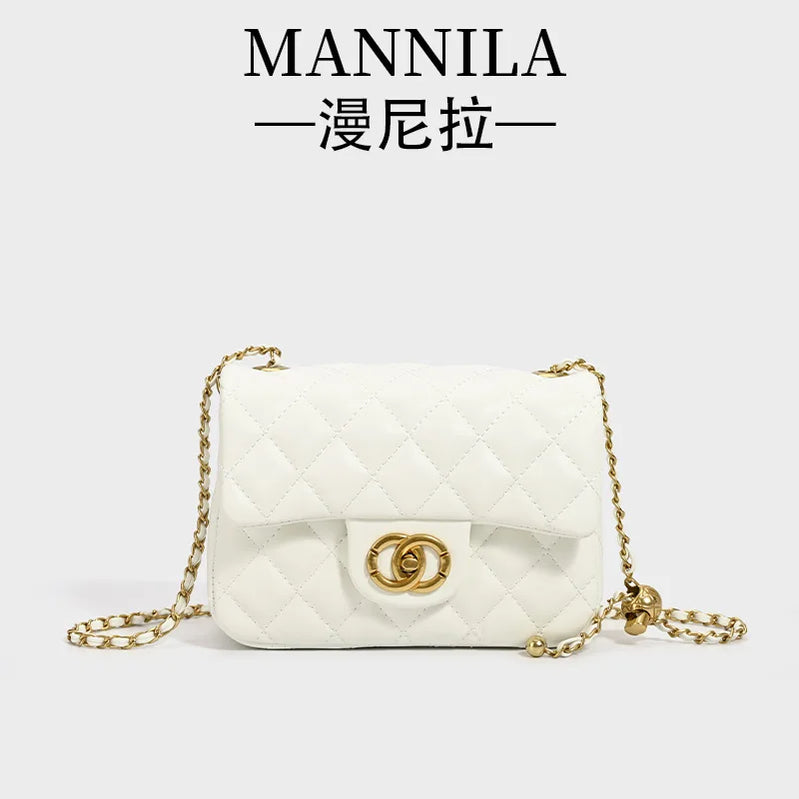 Mbroidered Quilted Square Bag, Elegant Chain Strap Crossbody Purse for Women, 2025 Spring Summer Fashion Mini Bag