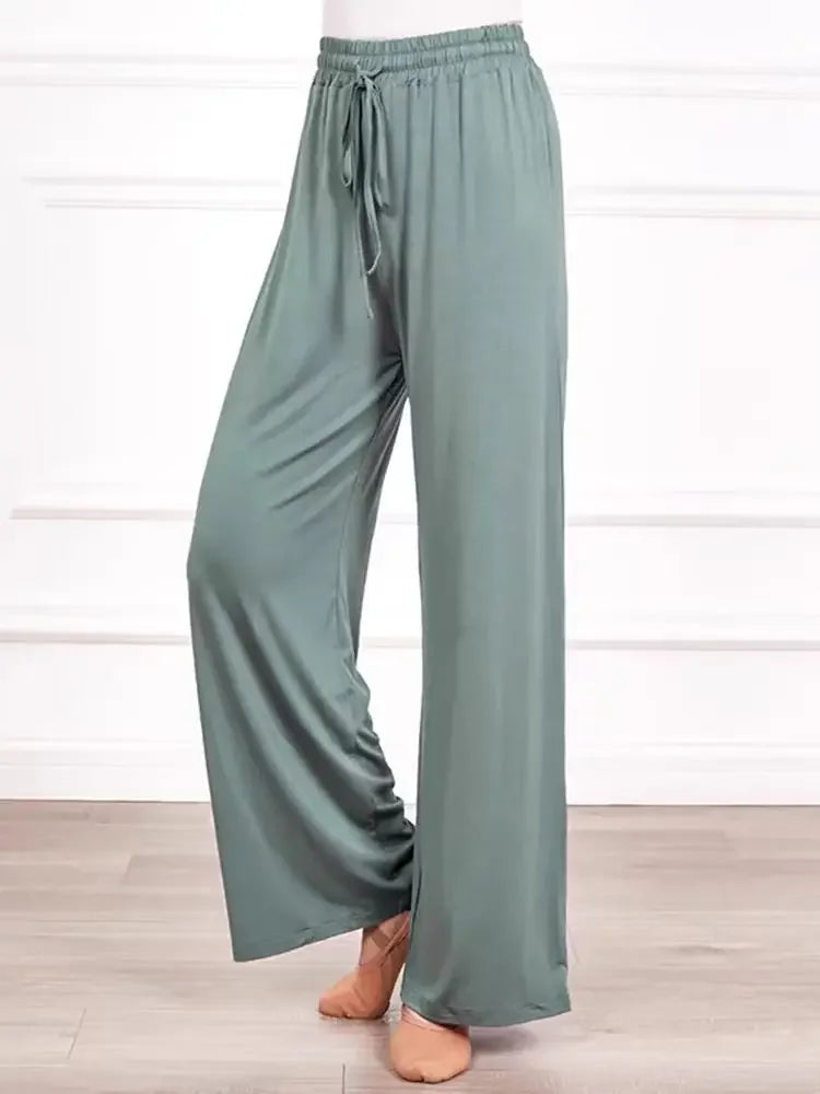 ABRINI Women Drawstring Elastic Waist Thin Solid Pants Casual Straight Pants Sports Wide Leg Trousers For Women Spring