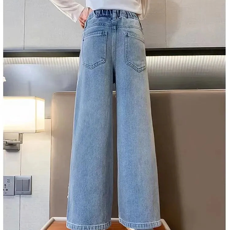 Girls Hole Sale Hanger Jeans Pants Kids Denim Trousers Casual Clothes For Teenagers Girl Spring Winter Trendy Children Clothes