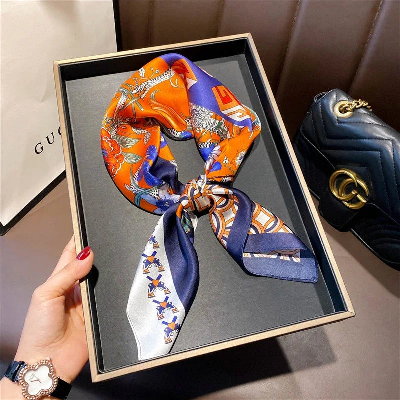 Square 100% Real Silk Scarf Women Bufanda Shawls Wraps for Lady Neckerchief Natural Foulard Femme Bandana Scarves Pashmina 2023 18224 68x68cm