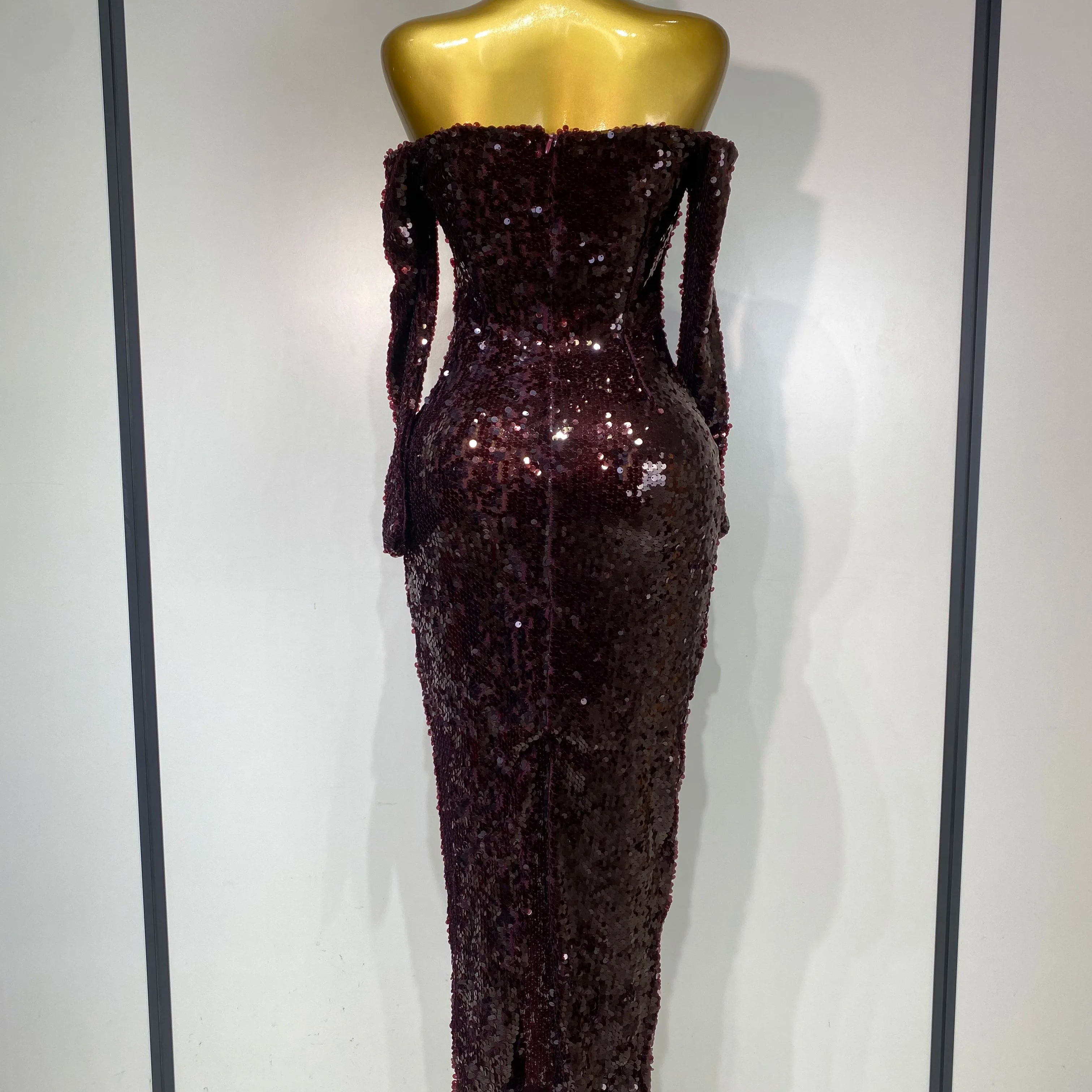 Women 2025 Luxury Sequin Celebrity Sexy Off Shoulder Long Bodycon Dress Elegant Evening Club Party  Fashion Birthday Dresses