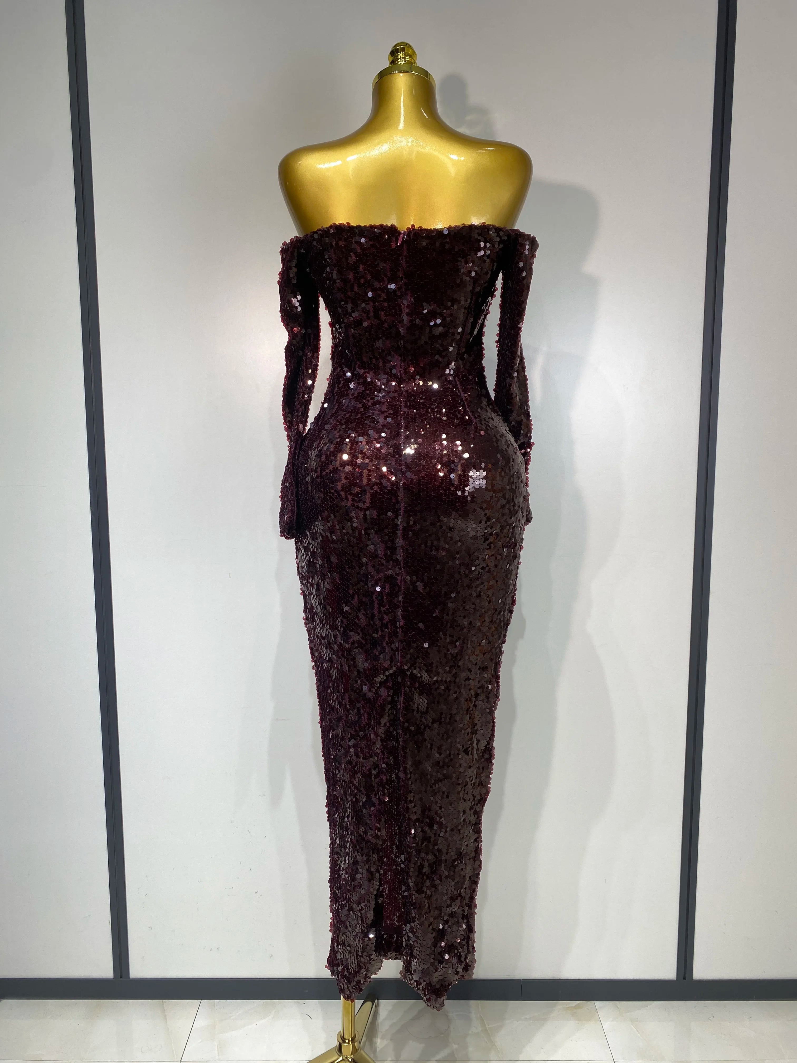 Women 2025 Luxury Sequin Celebrity Sexy Off Shoulder Long Bodycon Dress Elegant Evening Club Party  Fashion Birthday Dresses