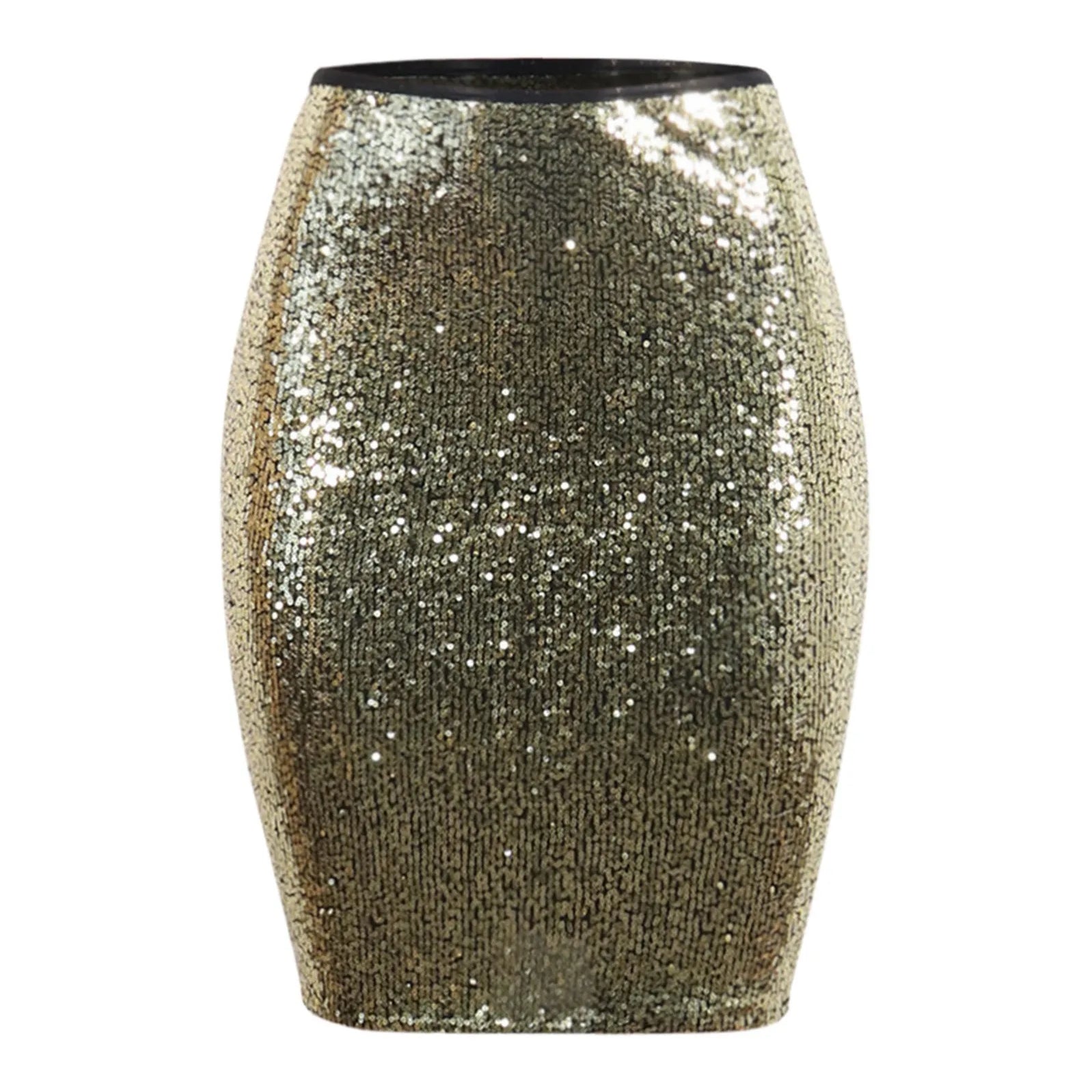 Sexy Shiny Sequin Skirt Women High Waist Glitter Gold Silver Stretchy Pencil Skirts Ladies Knee Length Party Club Midi Skirt