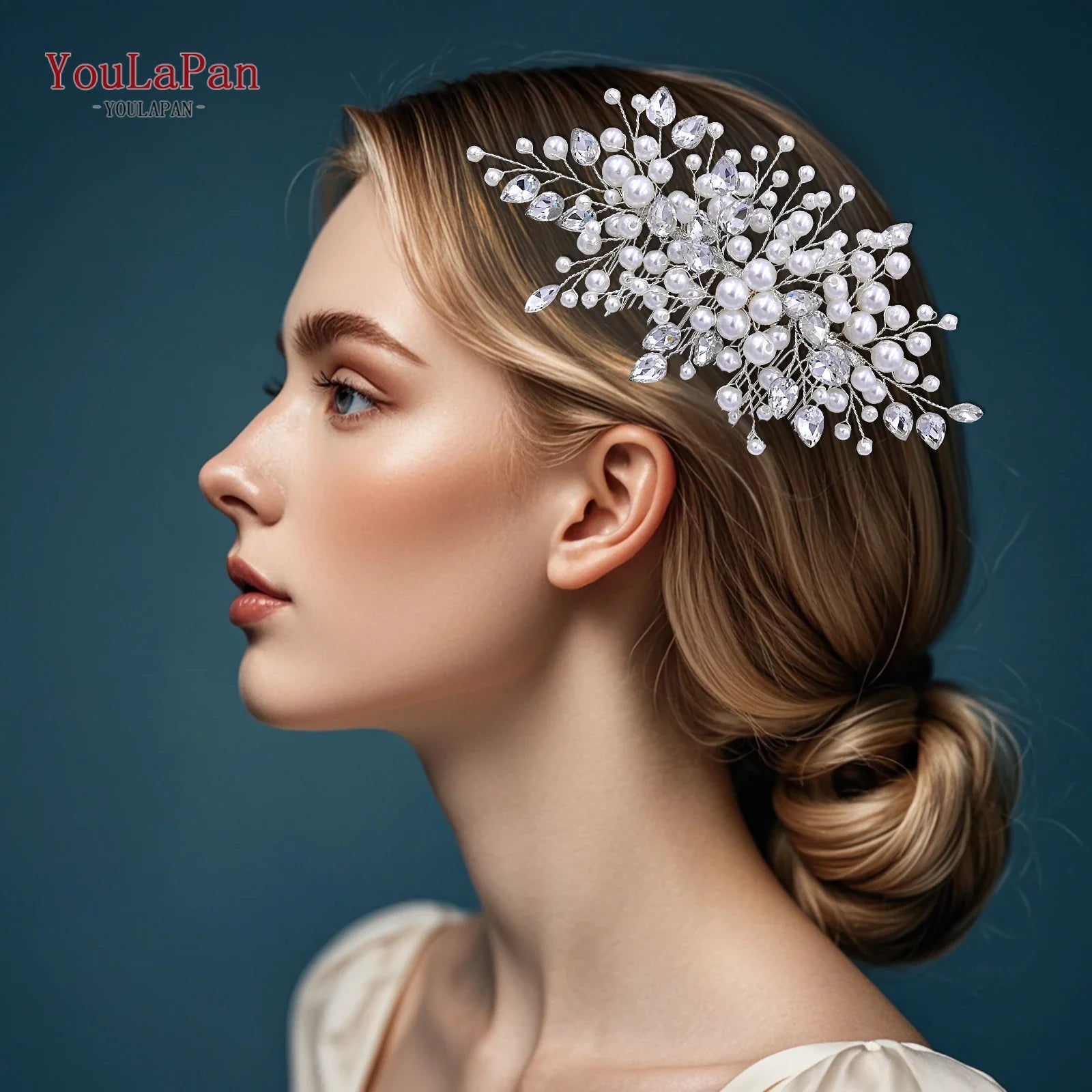 YouLaPan Pearl Hair Comb for Bride Wedding Headwear Hair Ornaments Accessories Woman Hair Clip Bride Tiara Headdresses HP42