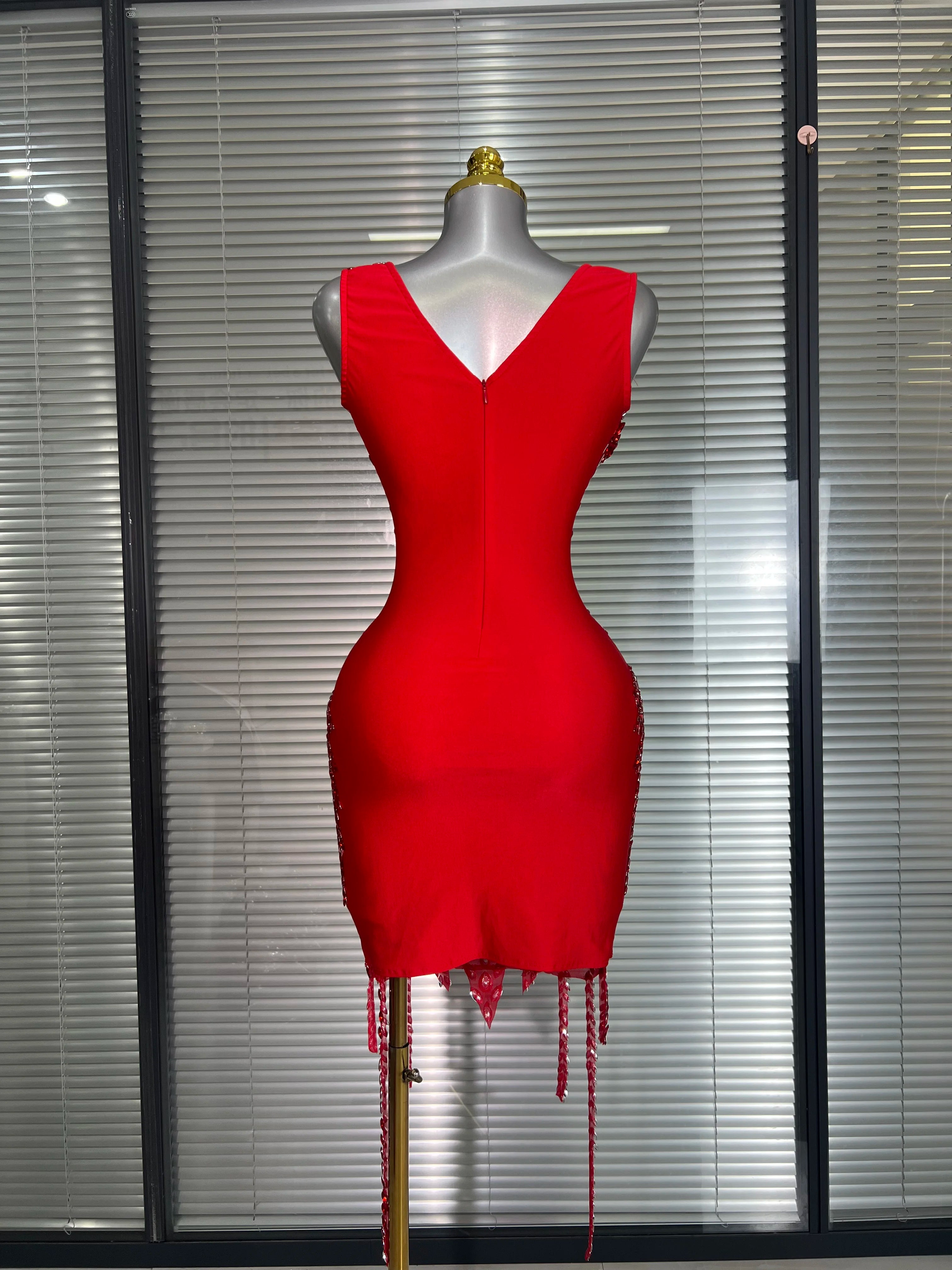 Celebrity New Women Sexy Mesh V Neck Stage Performance Costume Crystal Dancer Singer Night Club Mini Party Dress