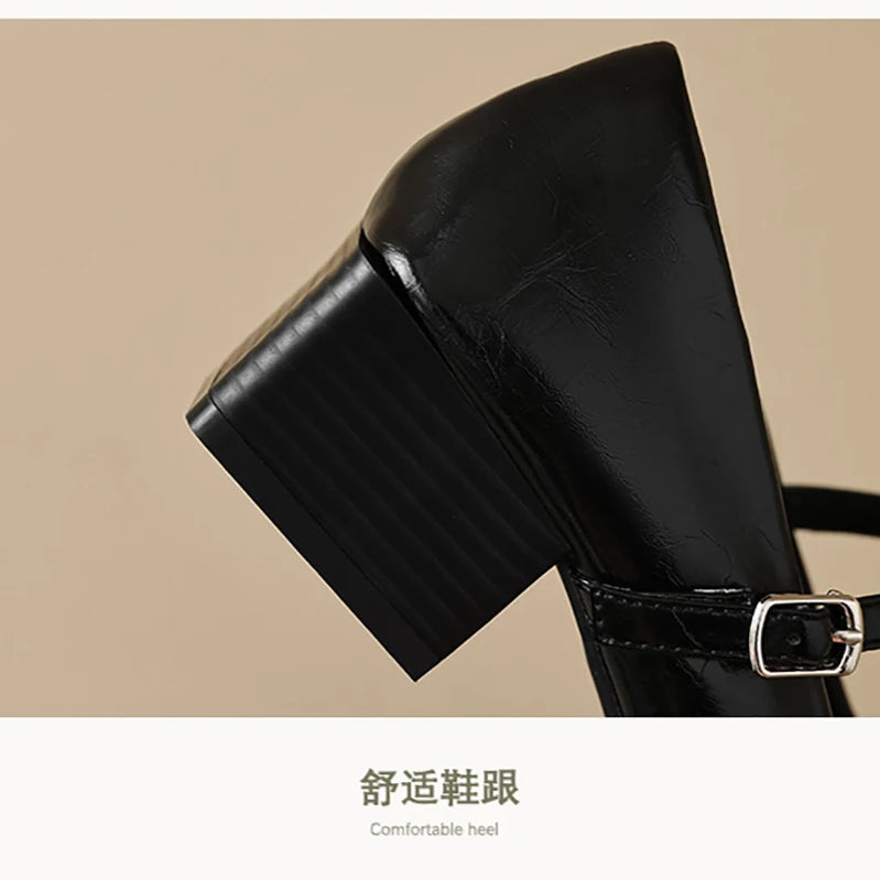 Spring and Autumn women's Mary Jane pointed shoes Korean style Ladies' casual high heels Work and party wear Large size 41-43