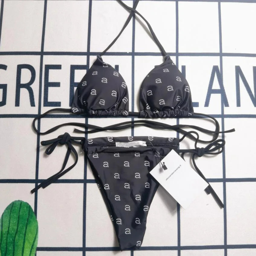 newest Fashion brand Women swimwears diamonds letters Swimwear Women swimsuits lady bikinis suits S M L XL