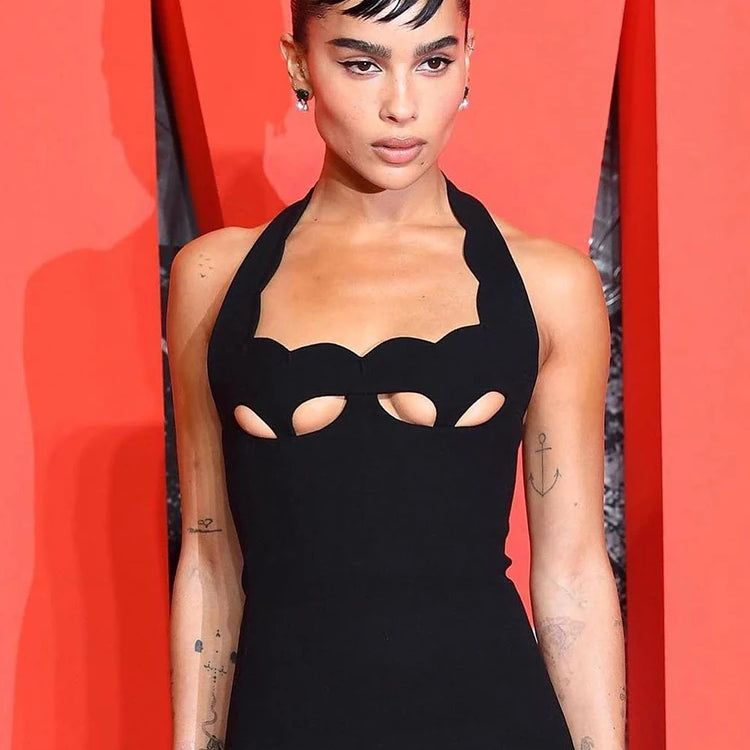 VC Black Halter Elegant Dress For Women 2022 New Summer Evening Party Celebrity Bodycon Long Dress Vestido